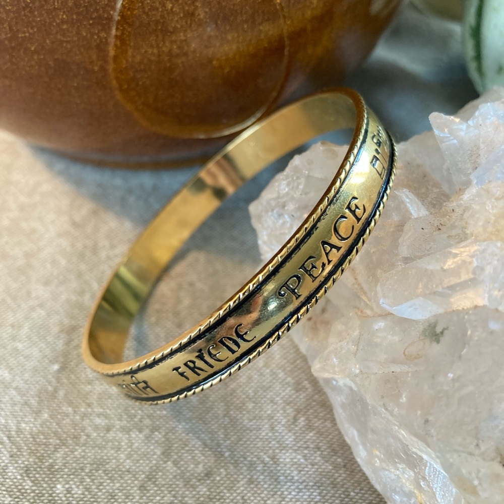 Vintage Avon World Peace Bangle Bracelet Multiple Languages